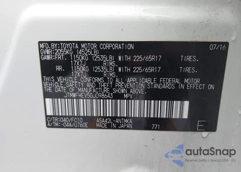 2016 Toyota Rav4 Xle from USA, damaged, VIN JTMWFREV5GJ098643